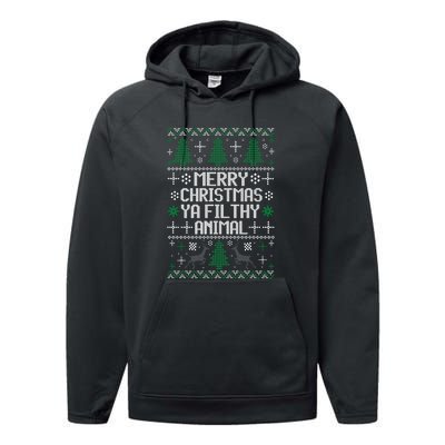 Merry Christmas Ya Filthy Animal Ugly Sweater Funny Xmas Gift Performance Fleece Hoodie