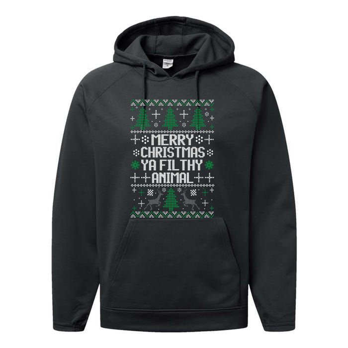 Merry Christmas Ya Filthy Animal Ugly Sweater Funny Xmas Gift Performance Fleece Hoodie