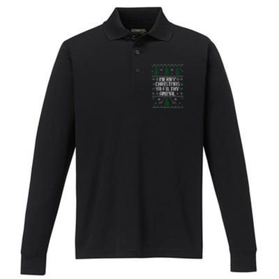 Merry Christmas Ya Filthy Animal Ugly Sweater Funny Xmas Gift Performance Long Sleeve Polo