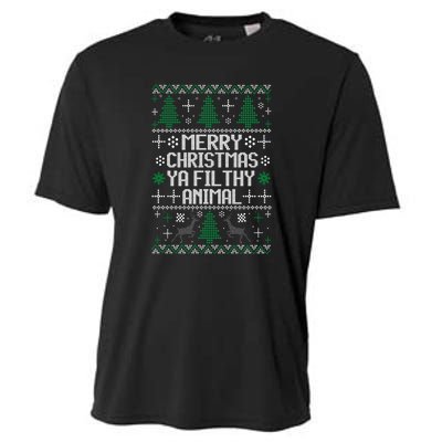 Merry Christmas Ya Filthy Animal Ugly Sweater Funny Xmas Gift Cooling Performance Crew T-Shirt