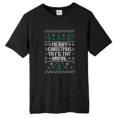 Merry Christmas Ya Filthy Animal Ugly Sweater Funny Xmas Gift Tall Fusion ChromaSoft Performance T-Shirt