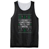 Merry Christmas Ya Filthy Animal Ugly Sweater Funny Xmas Gift Mesh Reversible Basketball Jersey Tank