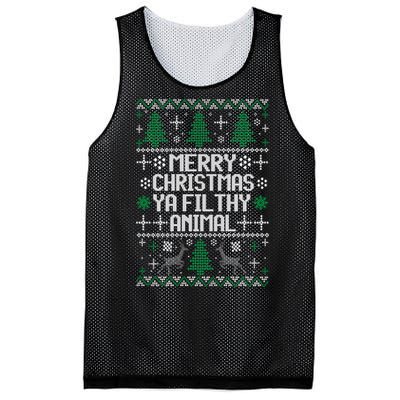 Merry Christmas Ya Filthy Animal Ugly Sweater Funny Xmas Gift Mesh Reversible Basketball Jersey Tank