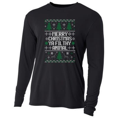 Merry Christmas Ya Filthy Animal Ugly Sweater Funny Xmas Gift Cooling Performance Long Sleeve Crew