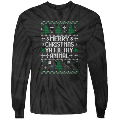 Merry Christmas Ya Filthy Animal Ugly Sweater Funny Xmas Gift Tie-Dye Long Sleeve Shirt