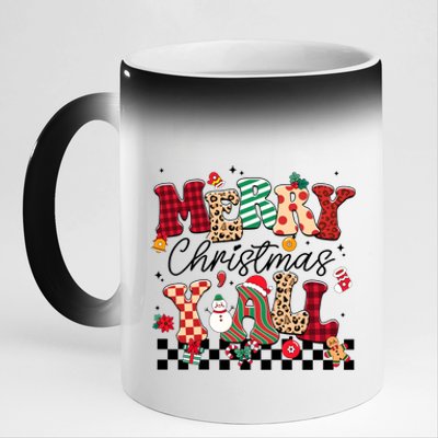 Merry Christmas Y’All Xmas Holiday Matching Family 11oz Black Color Changing Mug