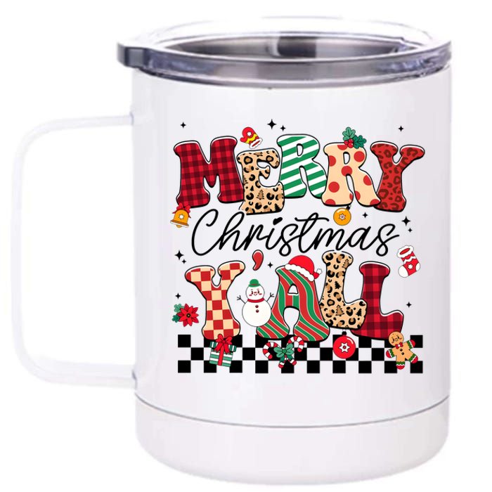 Merry Christmas Y’All Xmas Holiday Matching Family 12 oz Stainless Steel Tumbler Cup