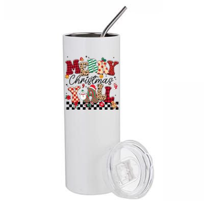 Merry Christmas Y’All Xmas Holiday Matching Family Stainless Steel Tumbler