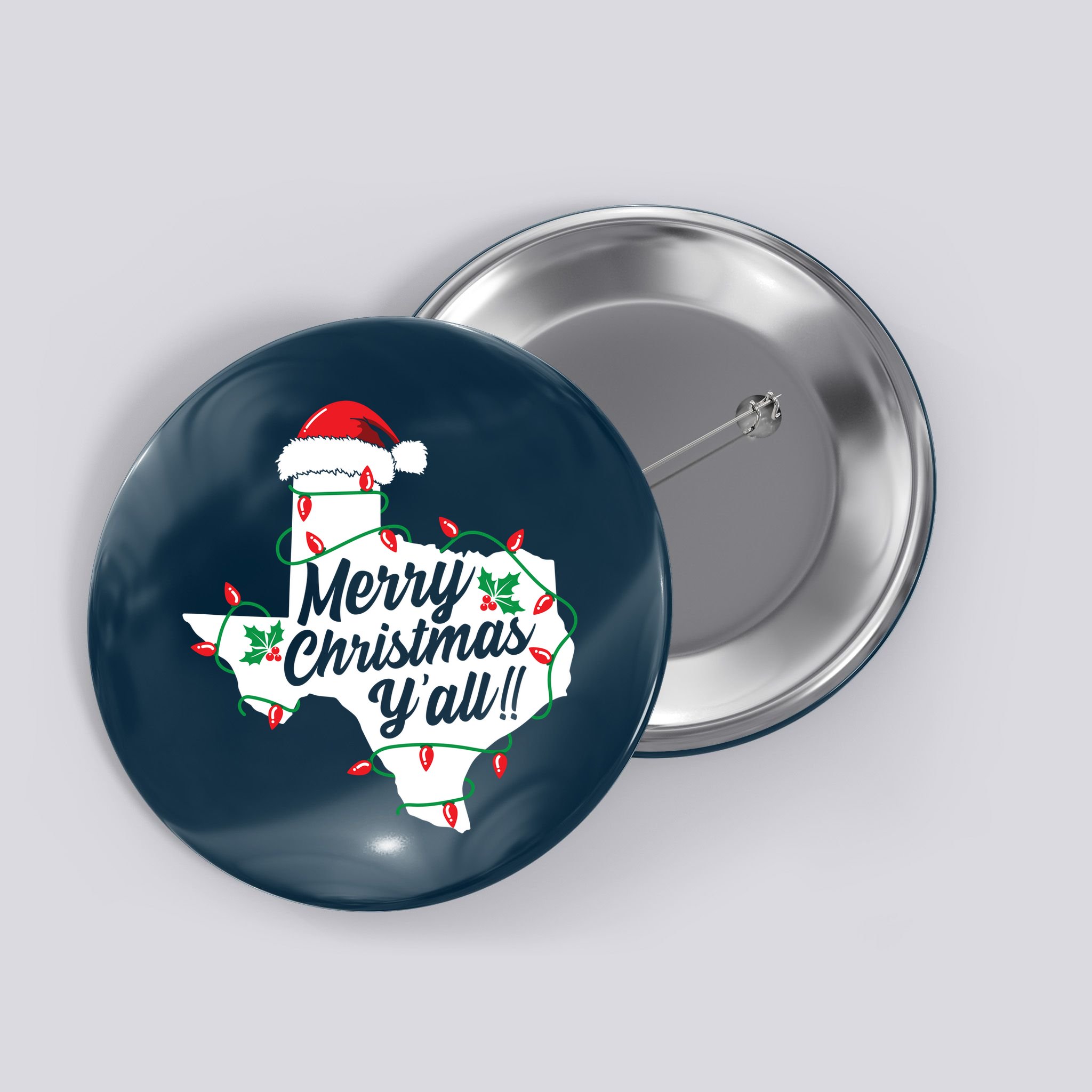 Merry Christmas Y'All Texas State Texan Button