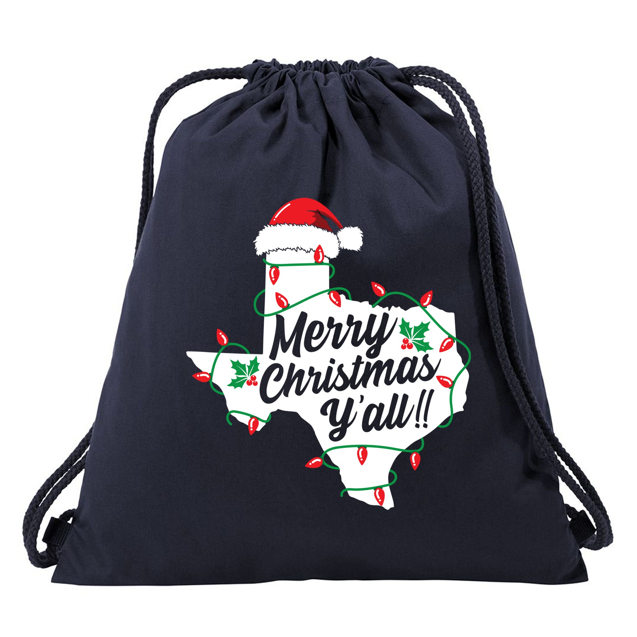 Merry Christmas Y'All Texas State Texan Drawstring Bag