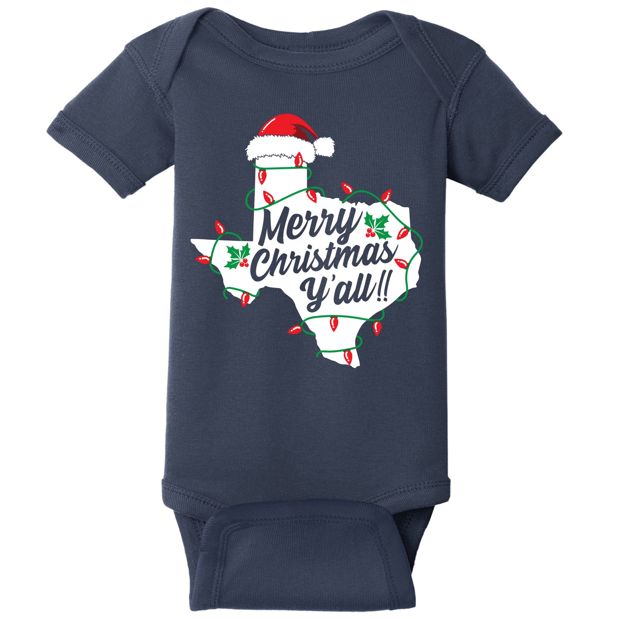 Merry Christmas Y'All Texas State Texan Baby Bodysuit