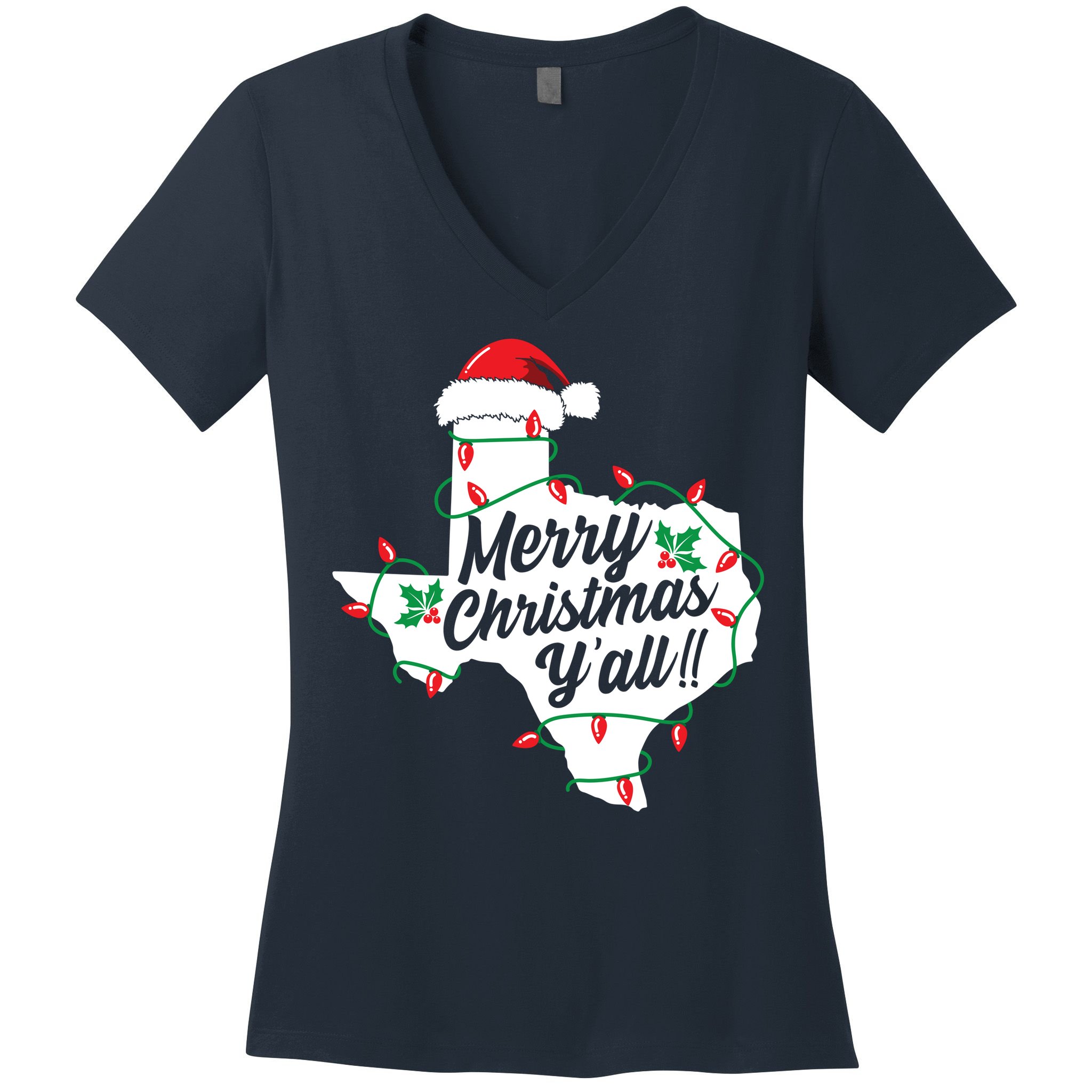 Merry Christmas Y'All Texas State Texan Women's V-Neck T-Shirt