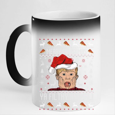 Merry Christmas Ya Filthy Animal Sweater 11oz Black Color Changing Mug