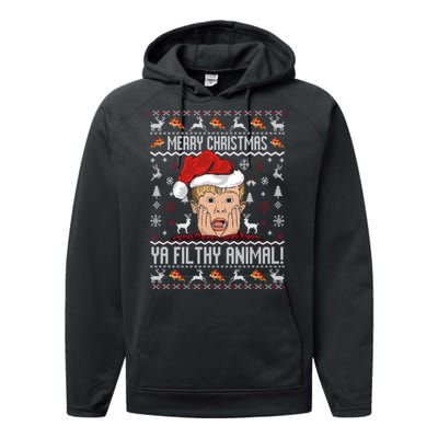 Merry Christmas Ya Filthy Animal Sweater Performance Fleece Hoodie