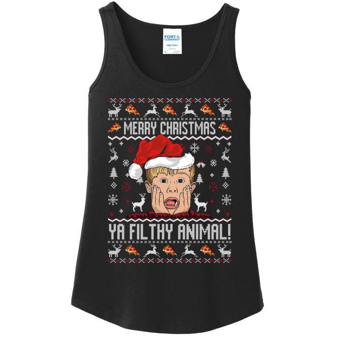 Merry Christmas Ya Filthy Animal Sweater Ladies Essential Tank