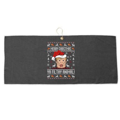 Merry Christmas Ya Filthy Animal Sweater Large Microfiber Waffle Golf Towel