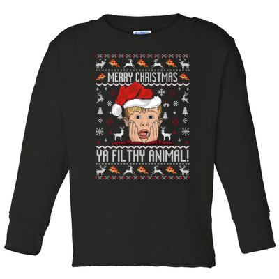 Merry Christmas Ya Filthy Animal Sweater Toddler Long Sleeve Shirt