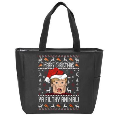 Merry Christmas Ya Filthy Animal Sweater Zip Tote Bag