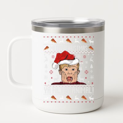 Merry Christmas Ya Filthy Animal Sweater 12 oz Stainless Steel Tumbler Cup