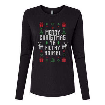 Merry Christmas Ya Filthy Animal Ugly Christmas Sweater Womens Cotton Relaxed Long Sleeve T-Shirt