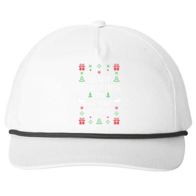 Merry Christmas Ya Filthy Animal Ugly Christmas Sweater Snapback Five-Panel Rope Hat