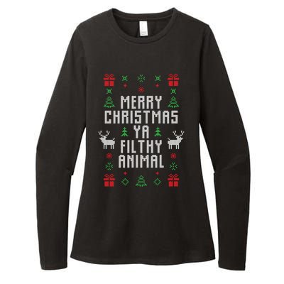 Merry Christmas Ya Filthy Animal Ugly Christmas Sweater Womens CVC Long Sleeve Shirt