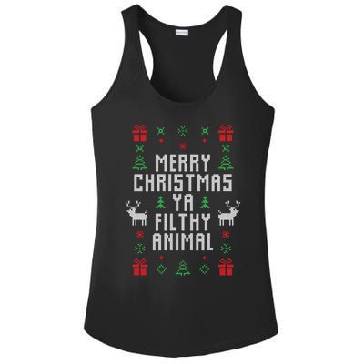 Merry Christmas Ya Filthy Animal Ugly Christmas Sweater Ladies PosiCharge Competitor Racerback Tank