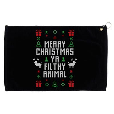 Merry Christmas Ya Filthy Animal Ugly Christmas Sweater Grommeted Golf Towel