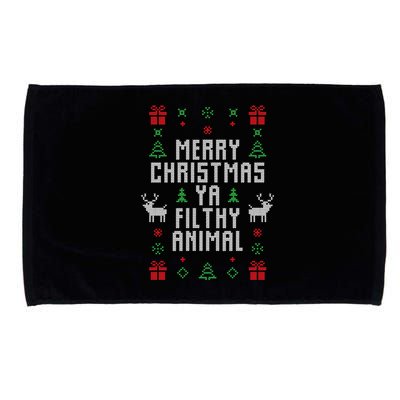 Merry Christmas Ya Filthy Animal Ugly Christmas Sweater Microfiber Hand Towel