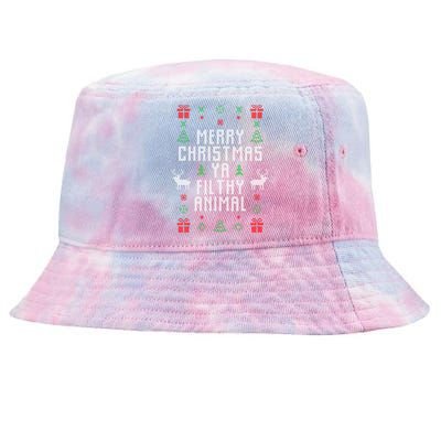 Merry Christmas Ya Filthy Animal Ugly Christmas Sweater Tie-Dyed Bucket Hat