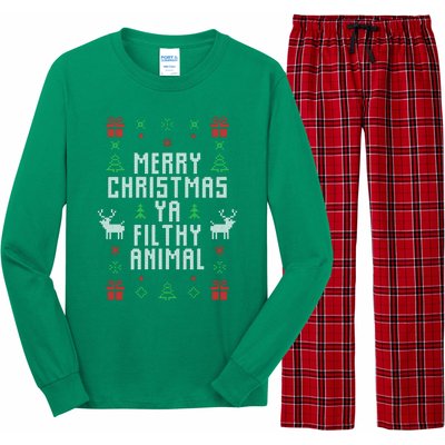 Merry Christmas Ya Filthy Animal Ugly Christmas Sweater Long Sleeve Pajama Set