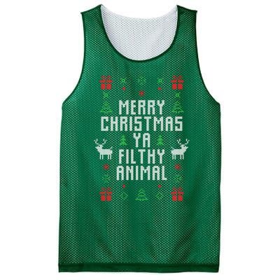 Merry Christmas Ya Filthy Animal Ugly Christmas Sweater Mesh Reversible Basketball Jersey Tank