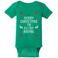 Merry Christmas Ya Filthy Animal Ugly Christmas Sweater Baby Bodysuit