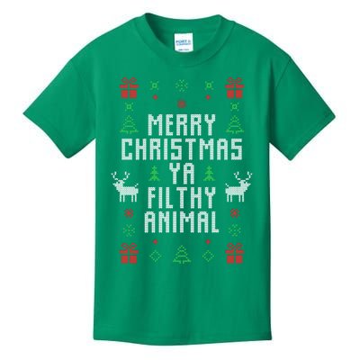 Merry Christmas Ya Filthy Animal Ugly Christmas Sweater Kids T-Shirt