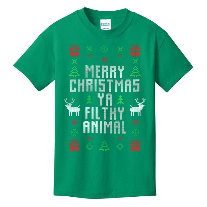 Merry Christmas Ya Filthy Animal Ugly Christmas Sweater Kids T-Shirt