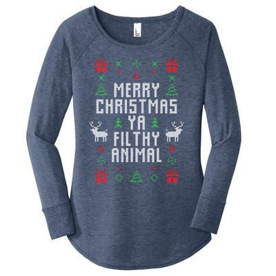 Merry Christmas Ya Filthy Animal Ugly Christmas Sweater Women's Perfect Tri Tunic Long Sleeve Shirt