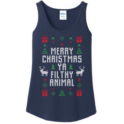 Merry Christmas Ya Filthy Animal Ugly Christmas Sweater Ladies Essential Tank