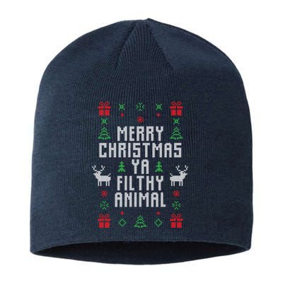 Merry Christmas Ya Filthy Animal Ugly Christmas Sweater Sustainable Beanie