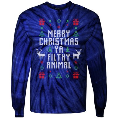 Merry Christmas Ya Filthy Animal Ugly Christmas Sweater Tie-Dye Long Sleeve Shirt