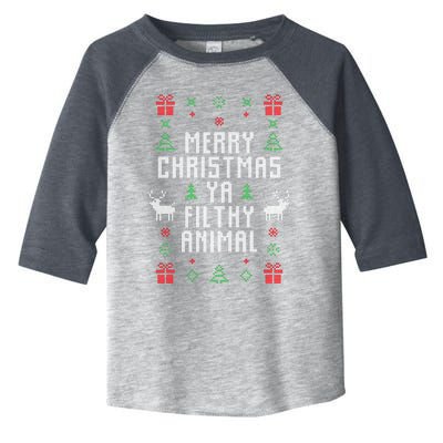 Merry Christmas Ya Filthy Animal Ugly Christmas Sweater Toddler Fine Jersey T-Shirt