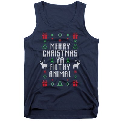 Merry Christmas Ya Filthy Animal Ugly Christmas Sweater Tank Top