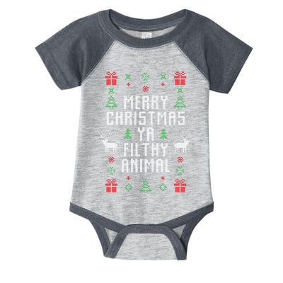 Merry Christmas Ya Filthy Animal Ugly Christmas Sweater Infant Baby Jersey Bodysuit