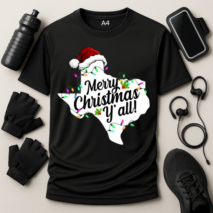 Merry Christmas Y'all Texas State Cooling Performance Crew T-Shirt
