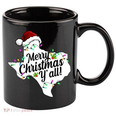 Merry Christmas Y'all Texas State 11oz C Handle Ceramic Mug
