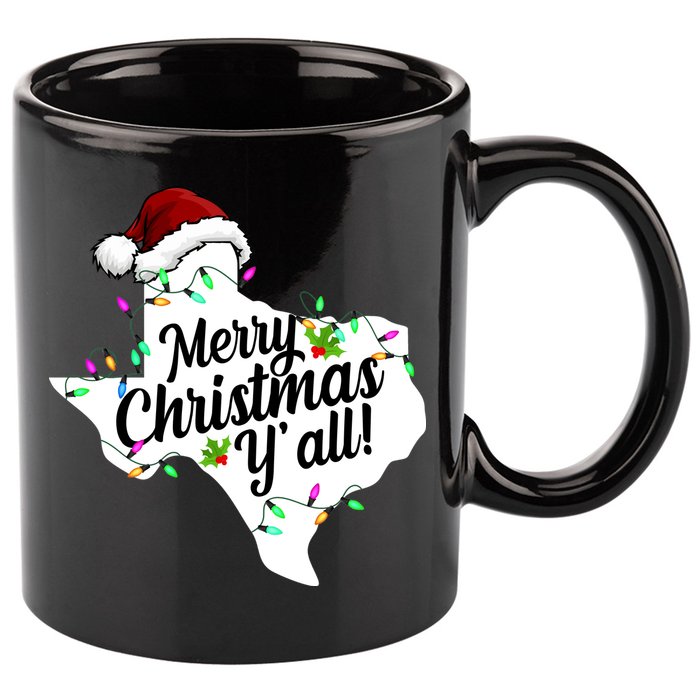 Merry Christmas Y'all Texas State 11oz C Handle Ceramic Mug