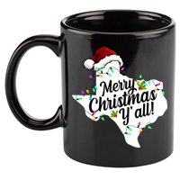 Merry Christmas Y'all Texas State 11oz C Handle Ceramic Mug