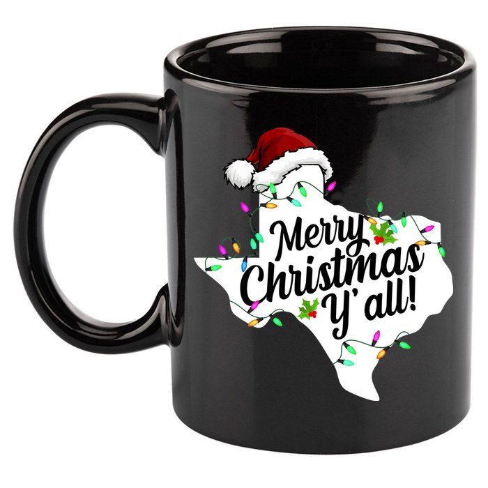 Merry Christmas Y'all Texas State 11oz C Handle Ceramic Mug