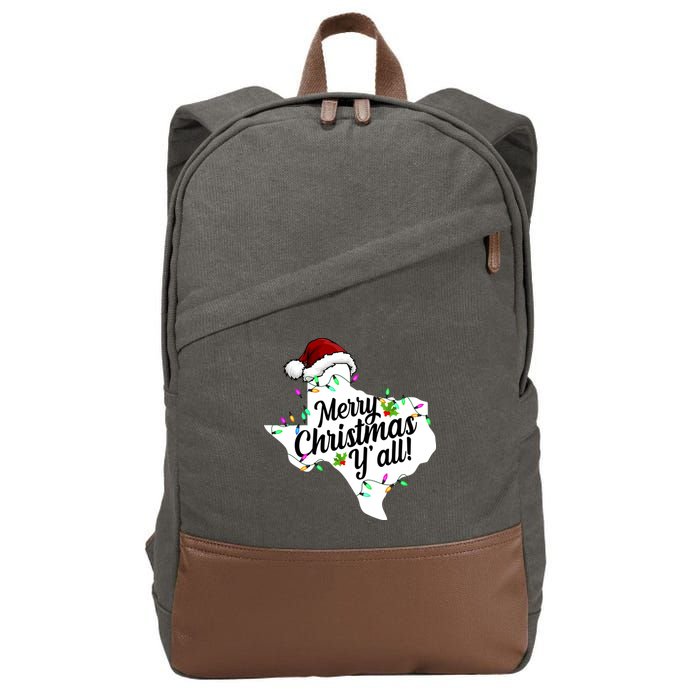 Merry Christmas Y'all Texas State Cotton Canvas Backpack