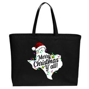 Merry Christmas Y'all Texas State Cotton Canvas Jumbo Tote