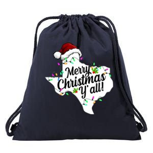 Merry Christmas Y'all Texas State Drawstring Bag